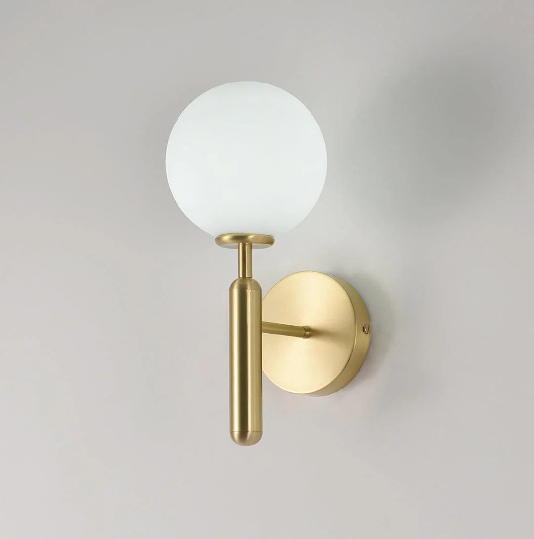 Nordica Wall Lamp - ∅ 5.9″ x H 13.4″ / Dia 15cm x H 34cm Set of 2 / Brass / White