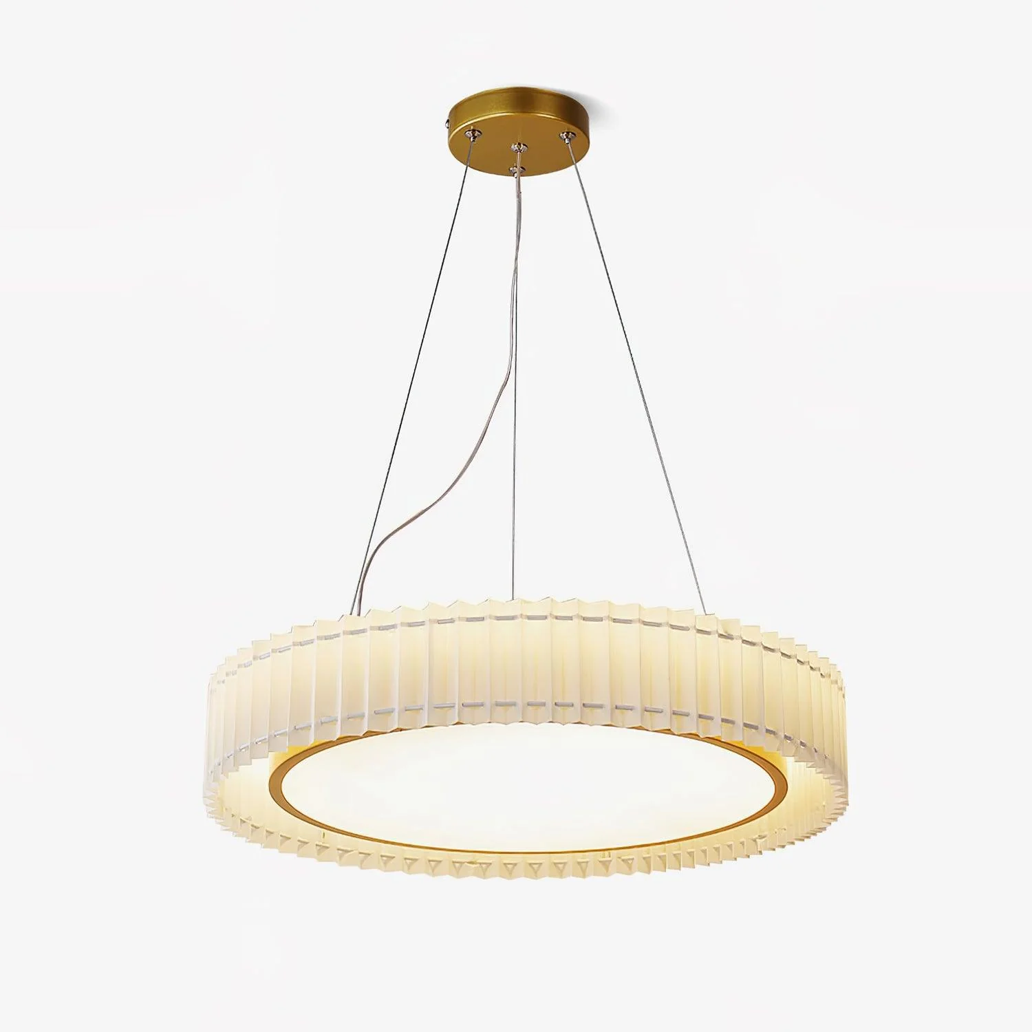 Подвесной светильник Round Pleated - ∅60см x 20см, золотой, бежевый, теплый свет