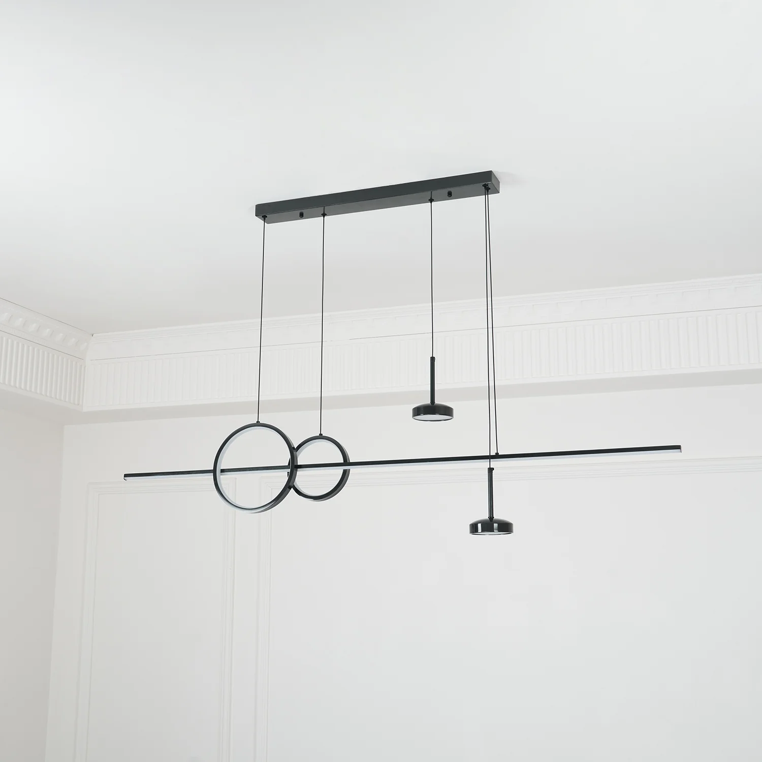 Люстра Modern Geometric Shape - 140см x 28см, латунь, теплый свет