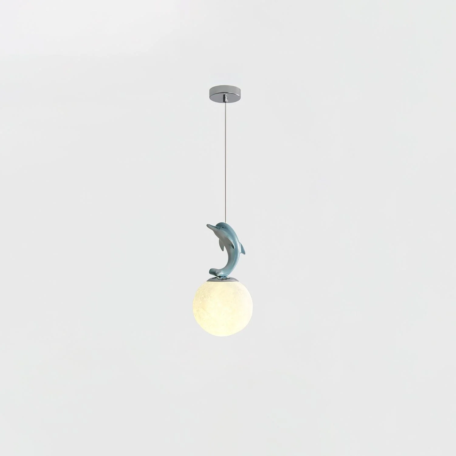 Подвесной светильник Animal And Moon - White dolphin ∅15см х 27см, хром