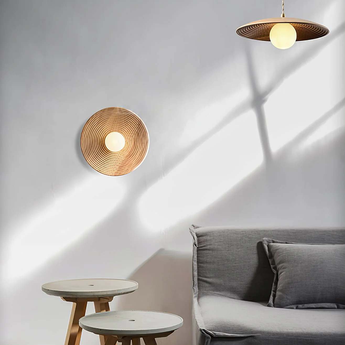 Lumina Contour Wooden Sconce - ∅ 11.0″ / Dia 28cm Set of 2 / Wood color