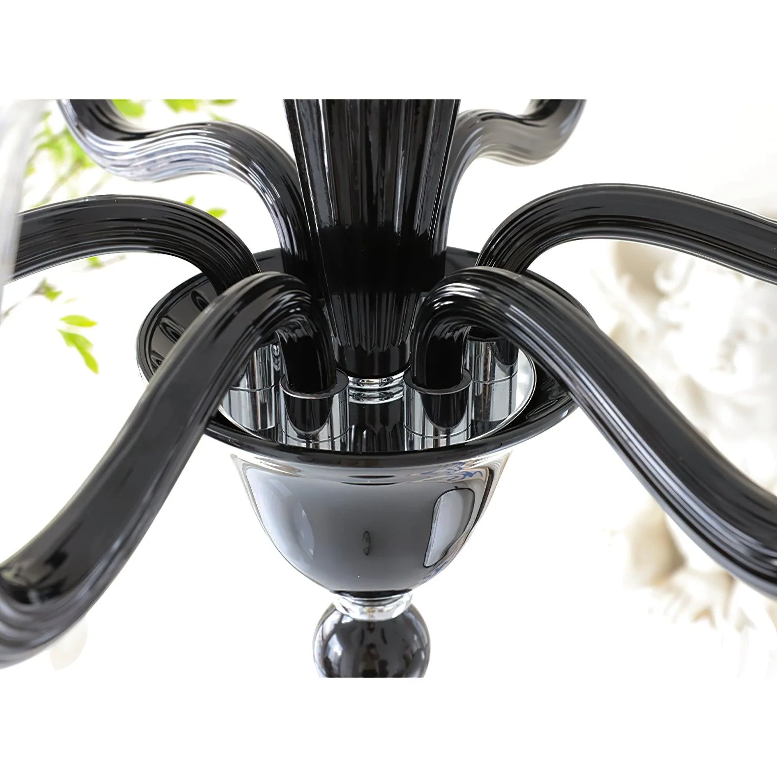 Люстра Murano Candle - 6 плафонов ∅70см х 60см, черный, прозрачный