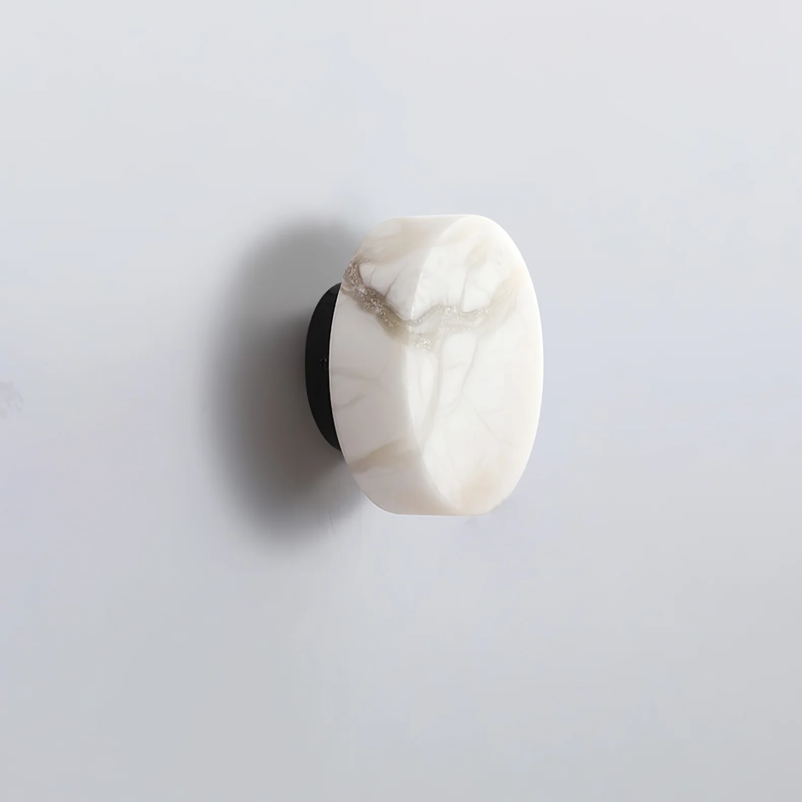 Настенный светильник Cylindrical Alabaster - ∅18см х 7см, черный, белый, теплый свет