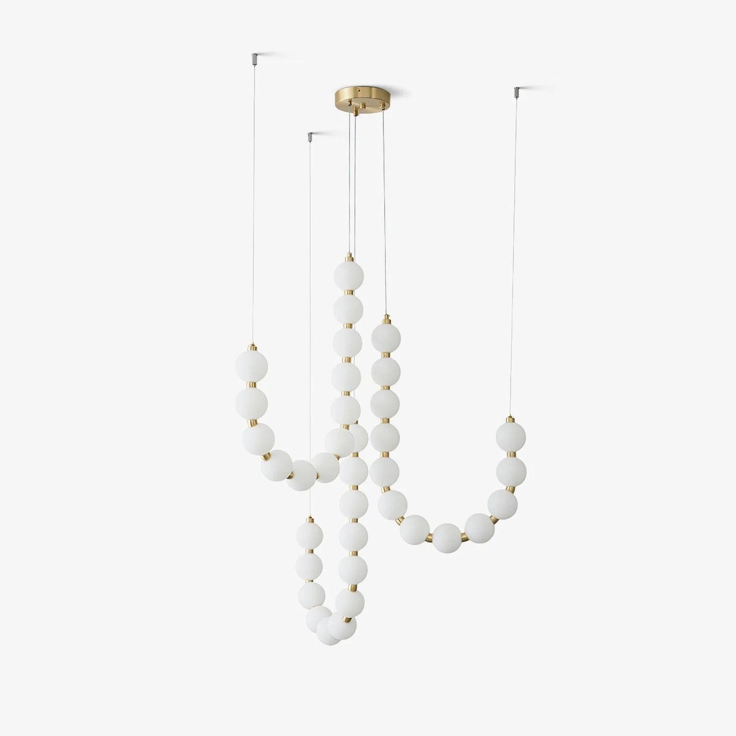 Люстра Glass Pearl Necklace - ∅56см x 90см, латунь, белый, холодный свет