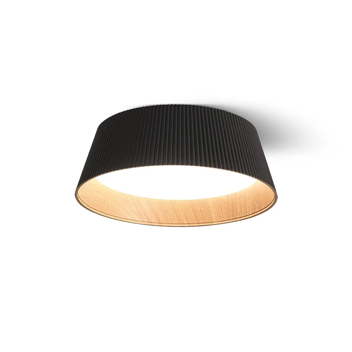 Потолочный светильник Modern Ribbed - ∅46см x 15см, черный, холодный свет