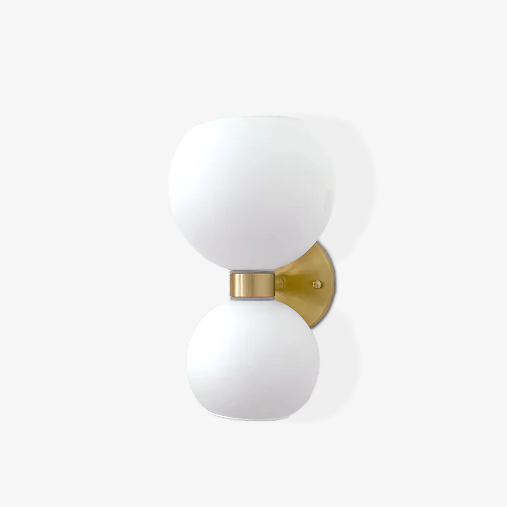 Round Pearl Sconce - Set of 2 / Brass / Smoke grey