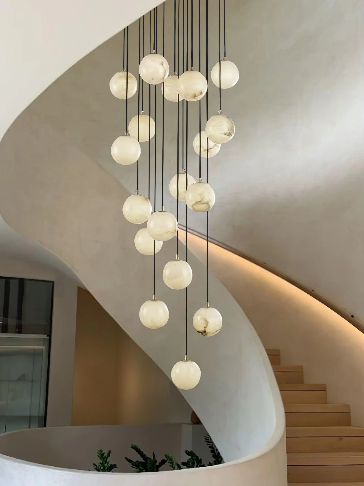 Люстра Alabaster Balls Cluster - 9 подвесов 40см x 40см x 200см, черный, белый
