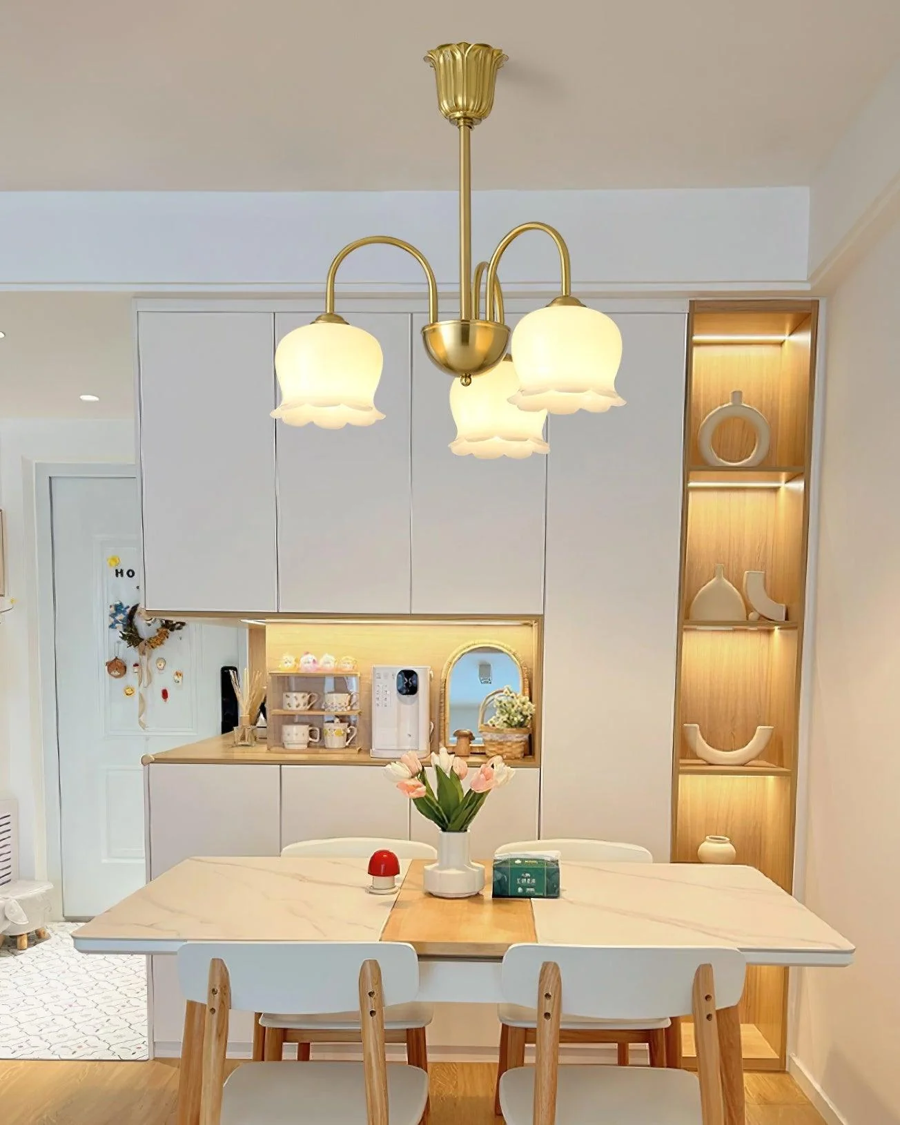 Люстра Orchids Brass - 8 плафонов ∅80см x 58см, латунь, бежевый