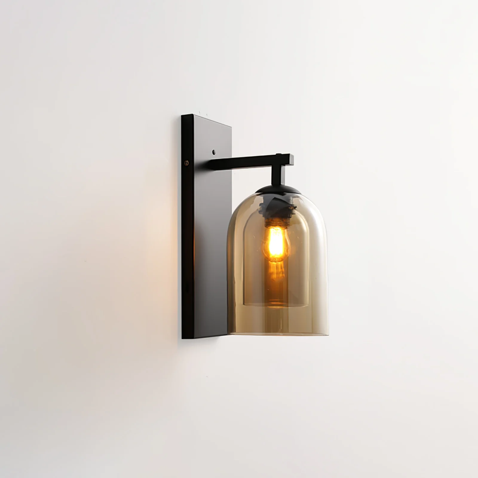 Настенный светильник Glass Tubular - ∅15см x 34см, черный, янтарь