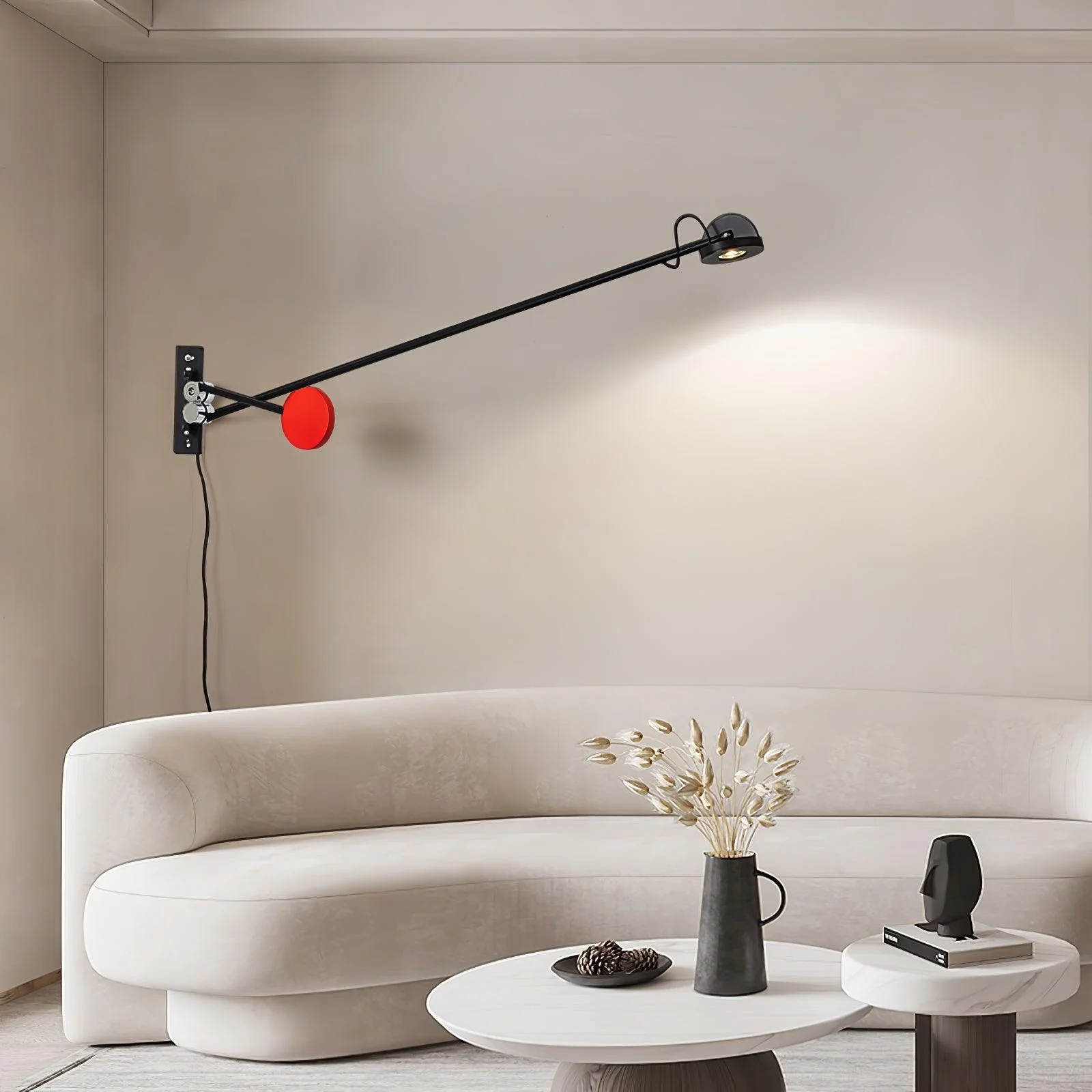 Precision Movement Wall Lamp - W 48.8″ x H 7.9″ / W 124cm x H 20cm Set of 2 / Black & Red / EU Plug