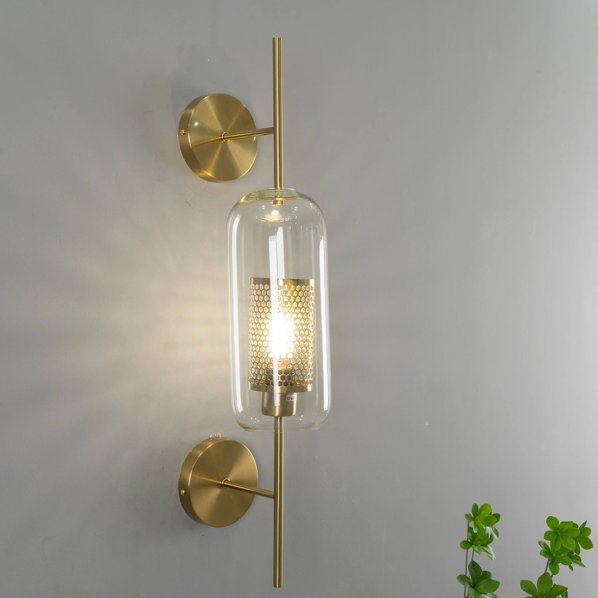Настенный светильник Chiswick Glass - ∅13см x 67см, серебряный, стекло, 2 шт