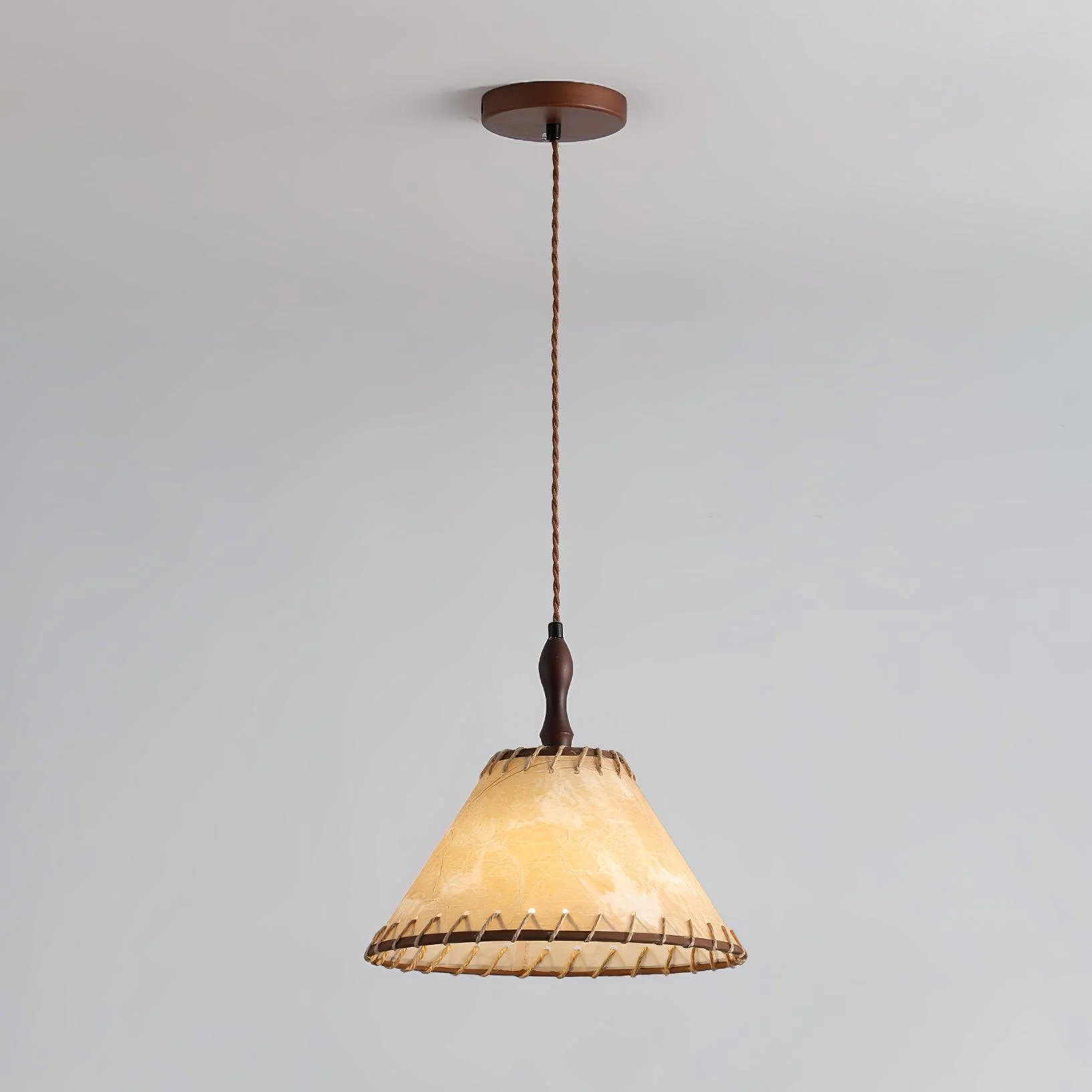 Подвесной светильник Fabric Series - модель A ∅40см x 18см, орех, белый
