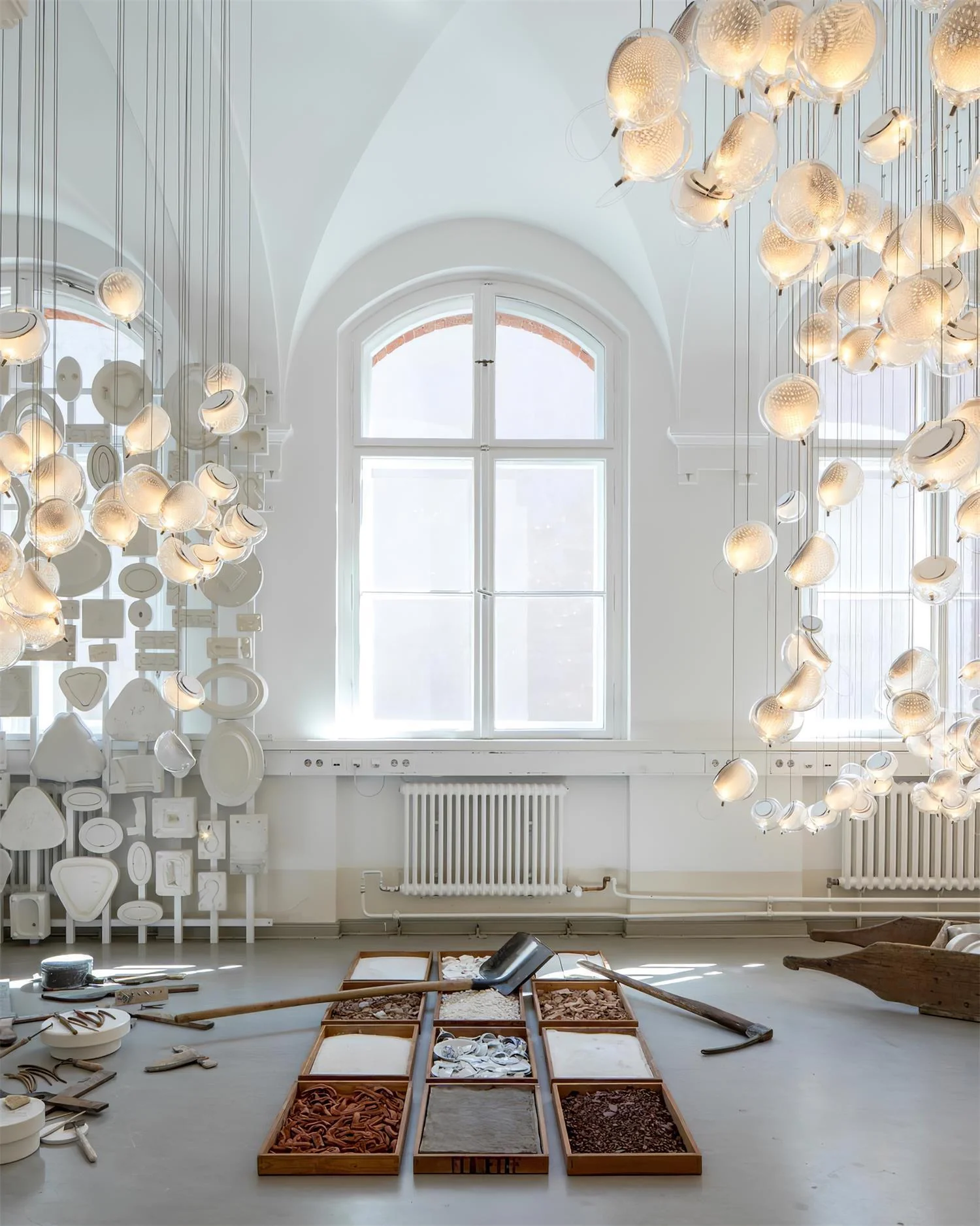 Подвесной светильник Mesh Glass - 5 подвесов ∅15см x 150см, холодный свет