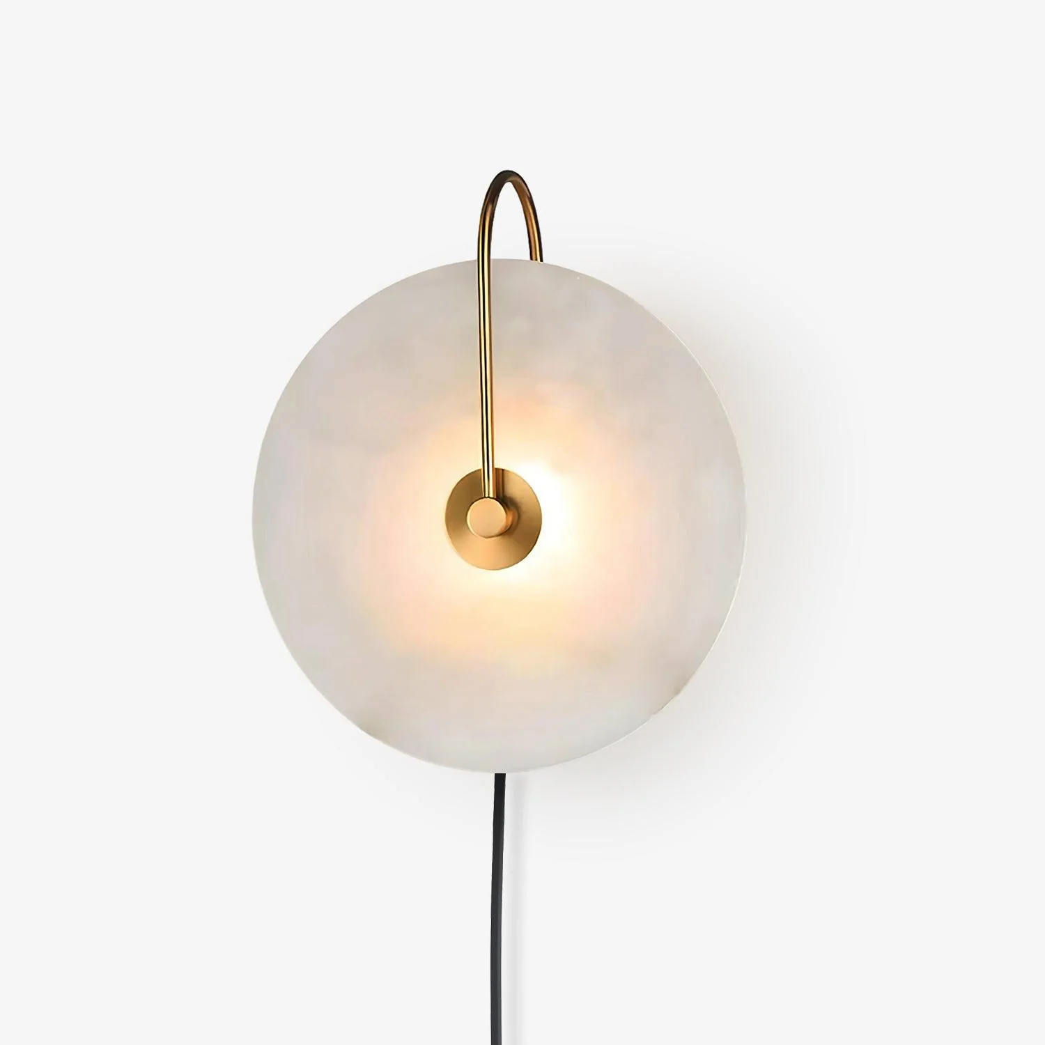 Alabaster LED Plug-In Wall Lamp - ∅ 9.8″ Set of 2 / Gold & White cable / EU Plug