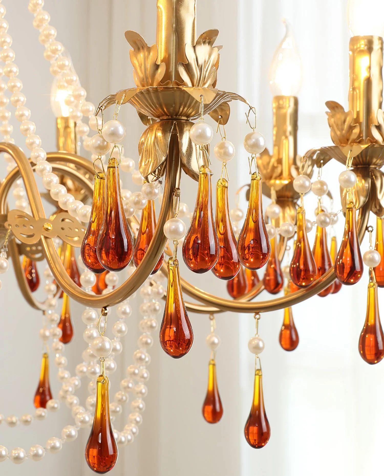 Люстра Aureate Amber Crystal - 8 подвесов ∅80см x 66см, золотой, янтарь