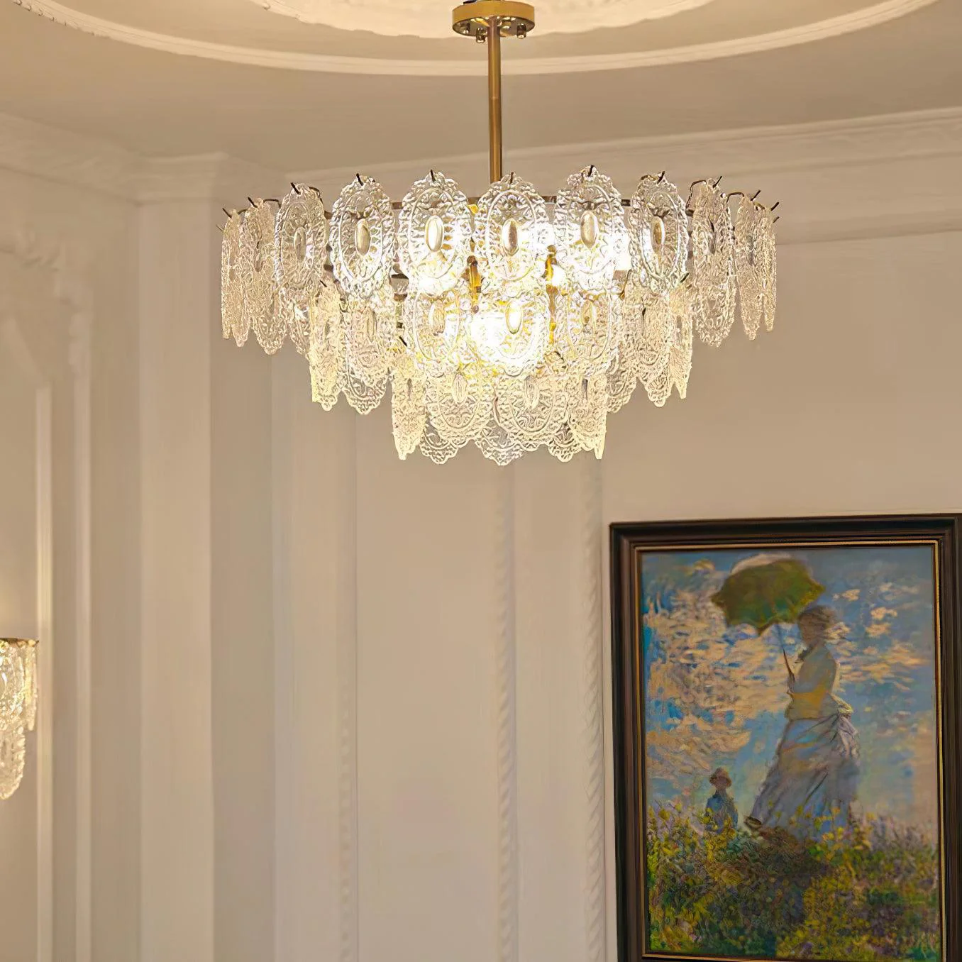 Люстра Wave Glass - ∅40см x 25см, золотой, прозрачный