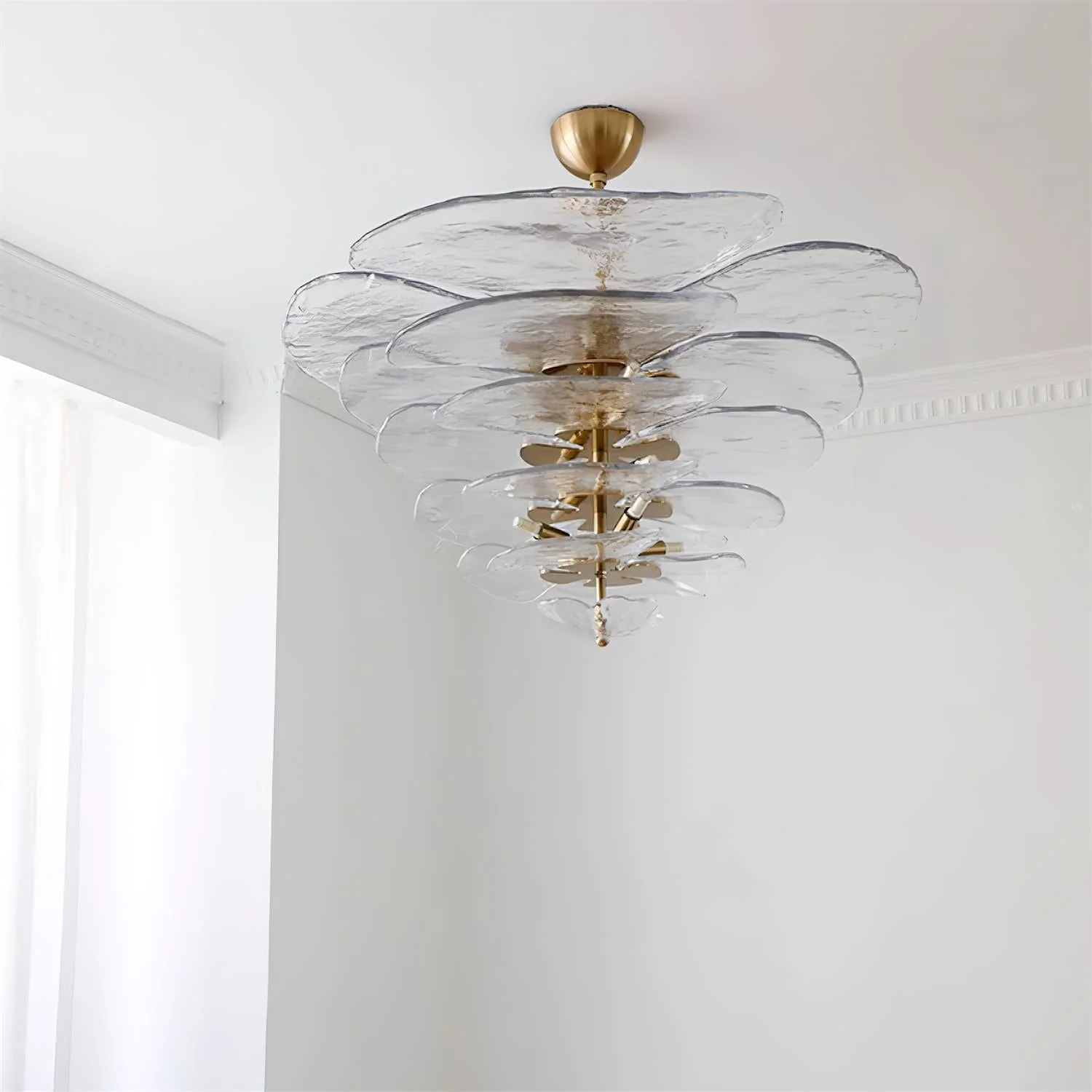 Люстра Petals Gold Murano - 4 яруса ∅67см x 29см, янтарь, золотой