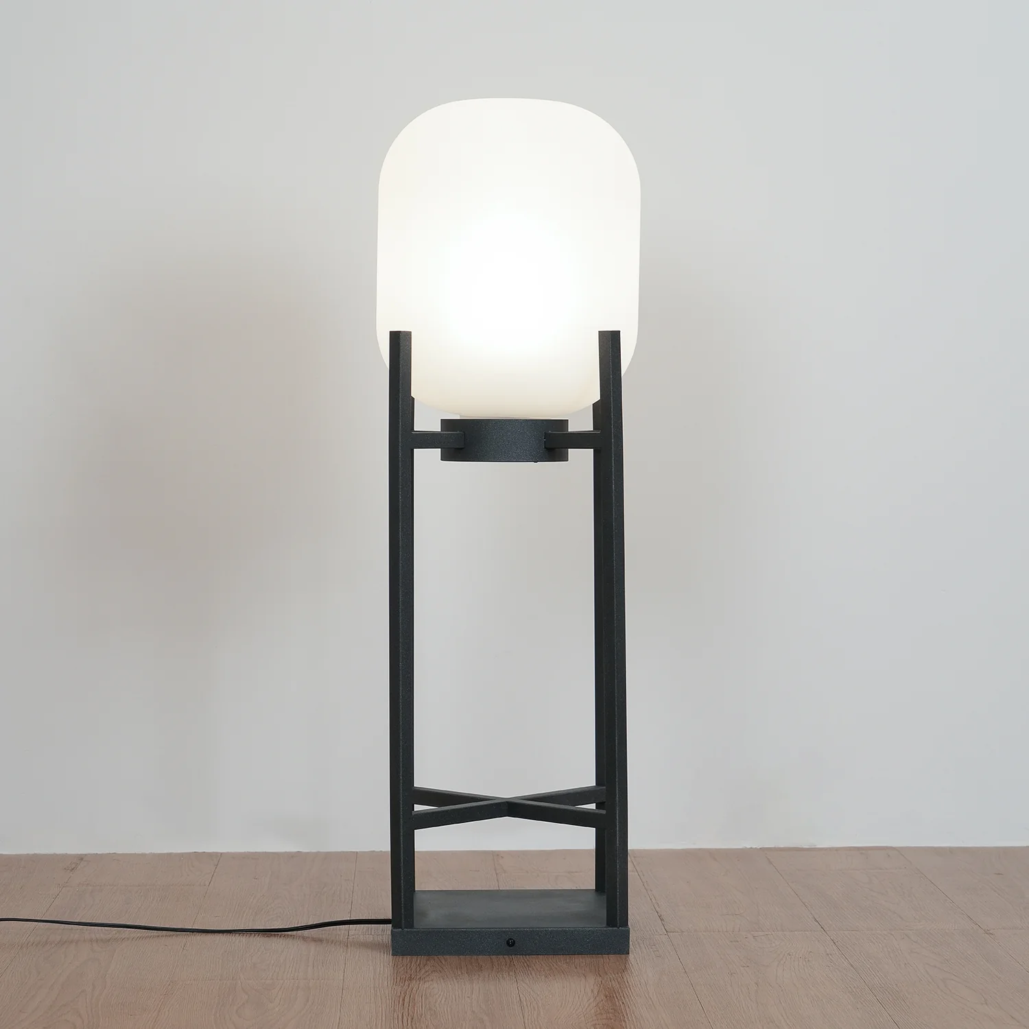 Торшер Lantern - ∅30см x 75см, черный, матовый белый