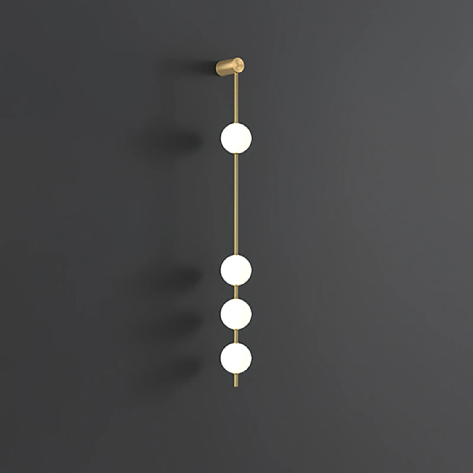 Vertical Balls Wall Lamp - 5 Lamps Set of 2 / Nickel & Glass Ball / Neutral Light