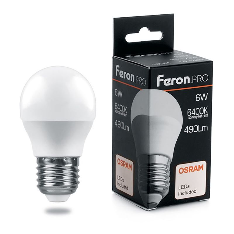 Лампа светодиодная Feron E27 6W 6400K 38070