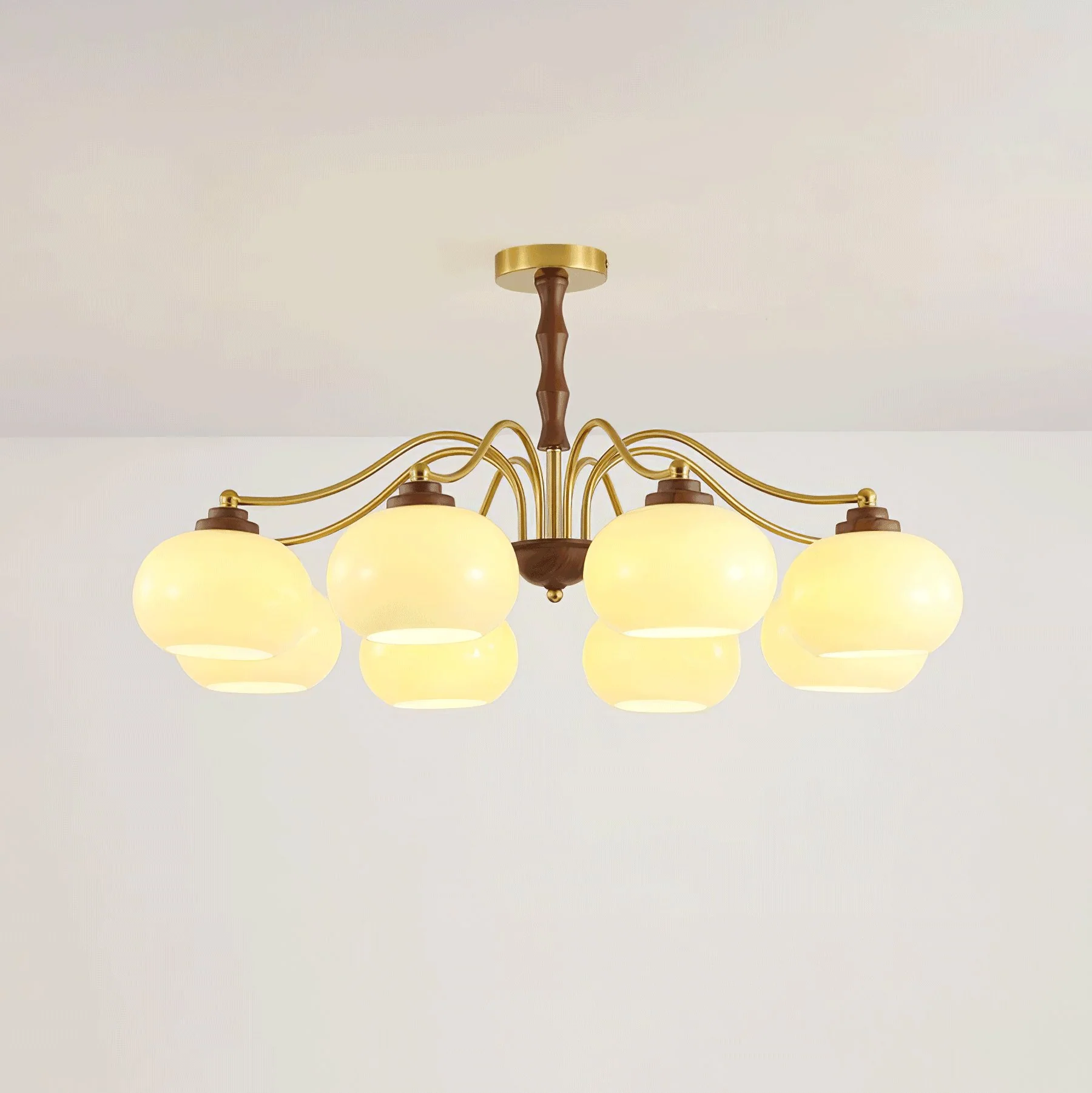 Люстра Persimmon Glass Globe - 8 плафонов ∅88см x 43см, золотой, белый