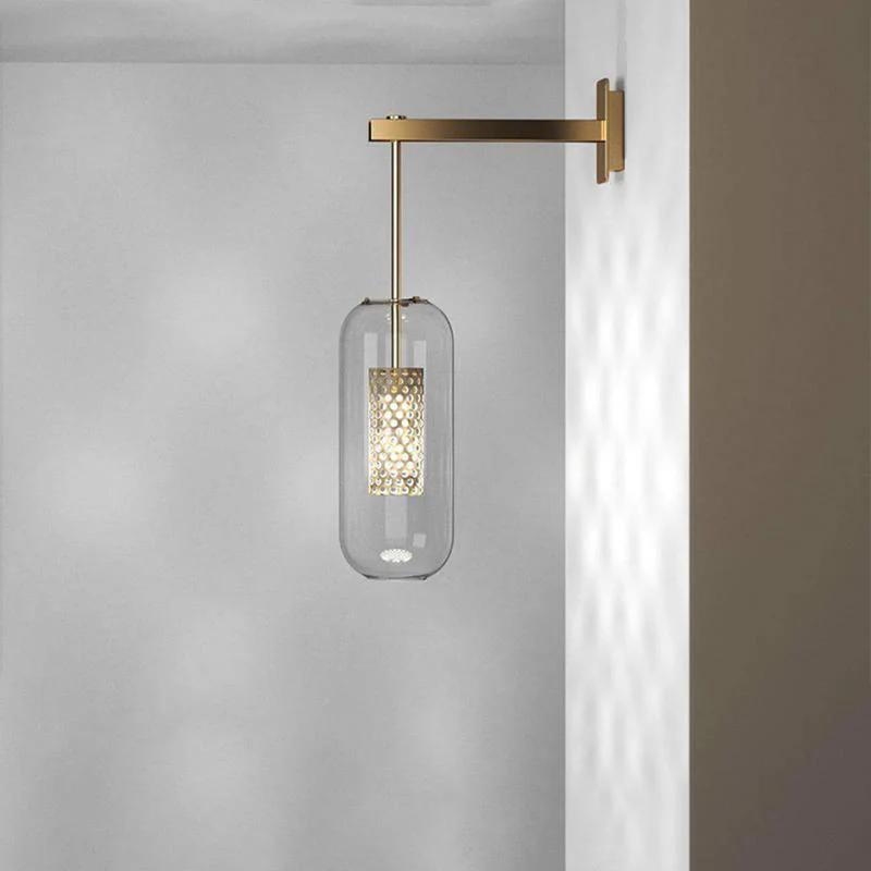 Vadim Glass Wall Lamp - ∅ 9.8″ x H 23.6″ / Dia 25cm x H 60cm Set of 2 / Black & Clear glass
