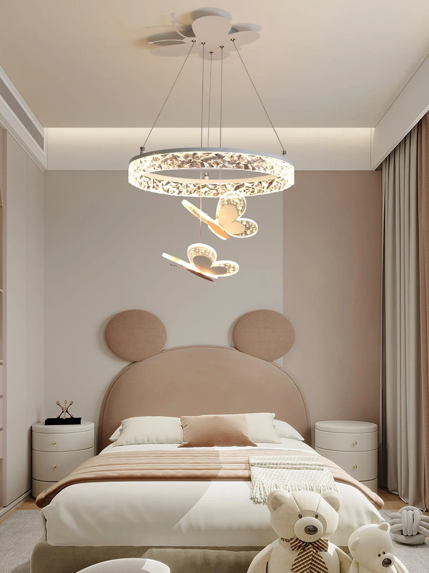 Подвесной светильник Cartoon Butterfly Acrylic - ∅50см x 120см, розовый, теплый свет