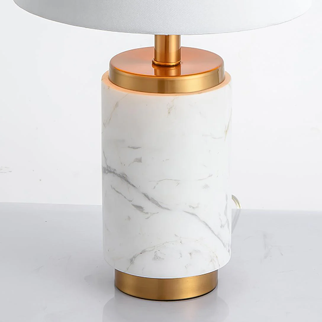 Joan Marble Table Lamp - ∅ 11″ x H 20.8″/ Dia 28cm x H 53cm / Black Marble / UK plug