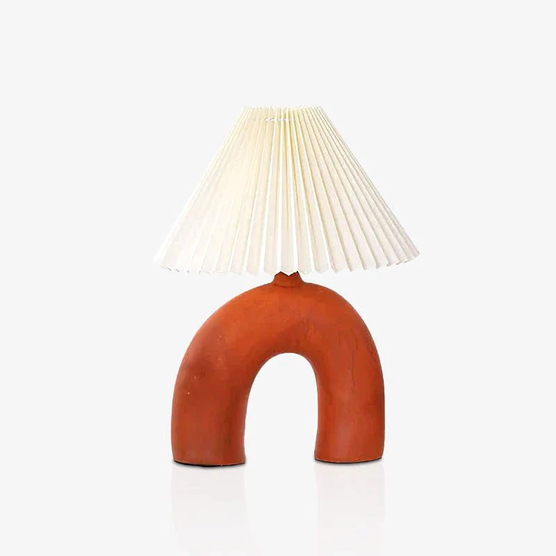 Arched Pleated Table Lamp - ∅ 11.8″ x H 16.5″ / Dia 30cm x H 42cm / Skin / AU plug