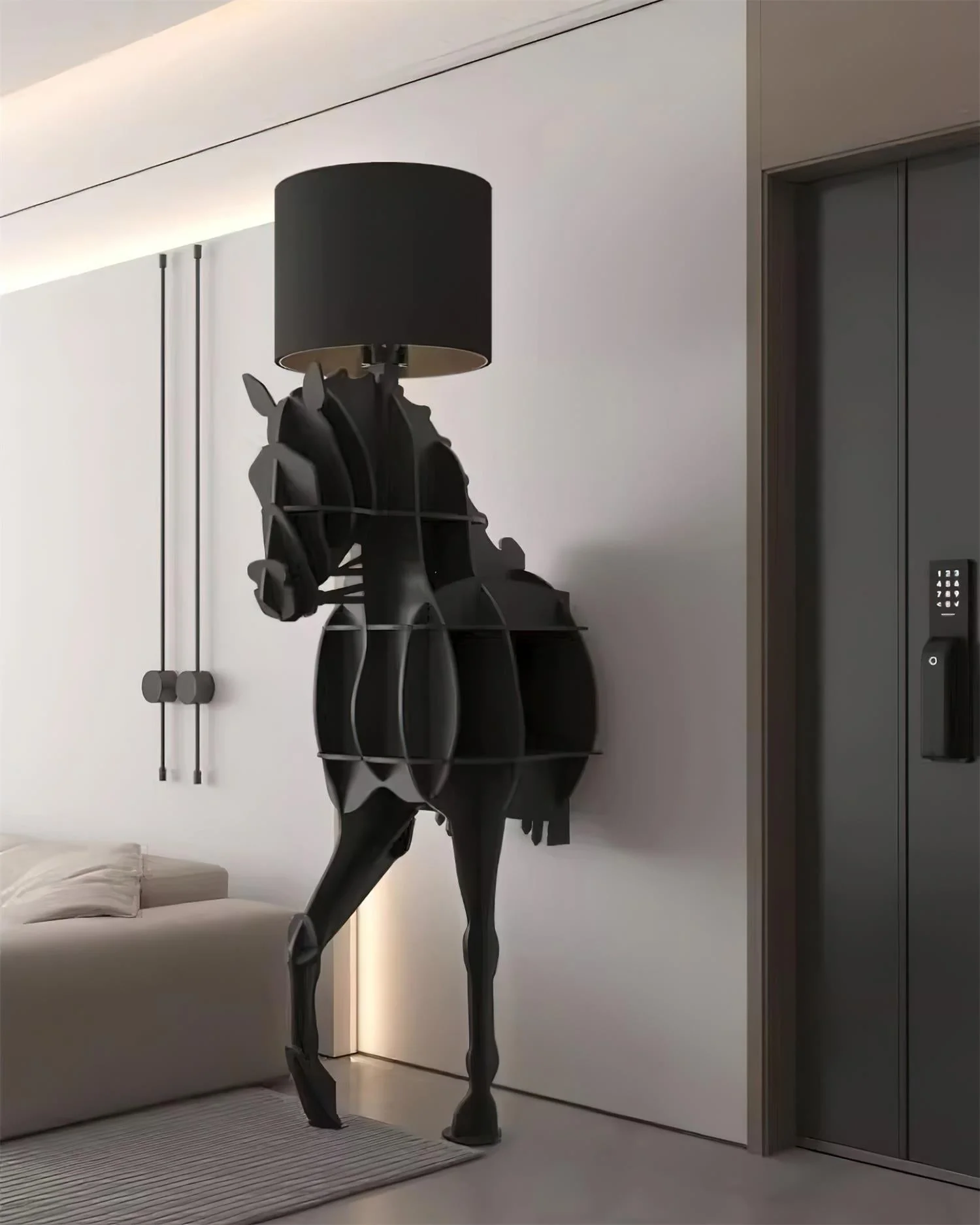 Торшер Tete Horse - 51см x 202см, черный