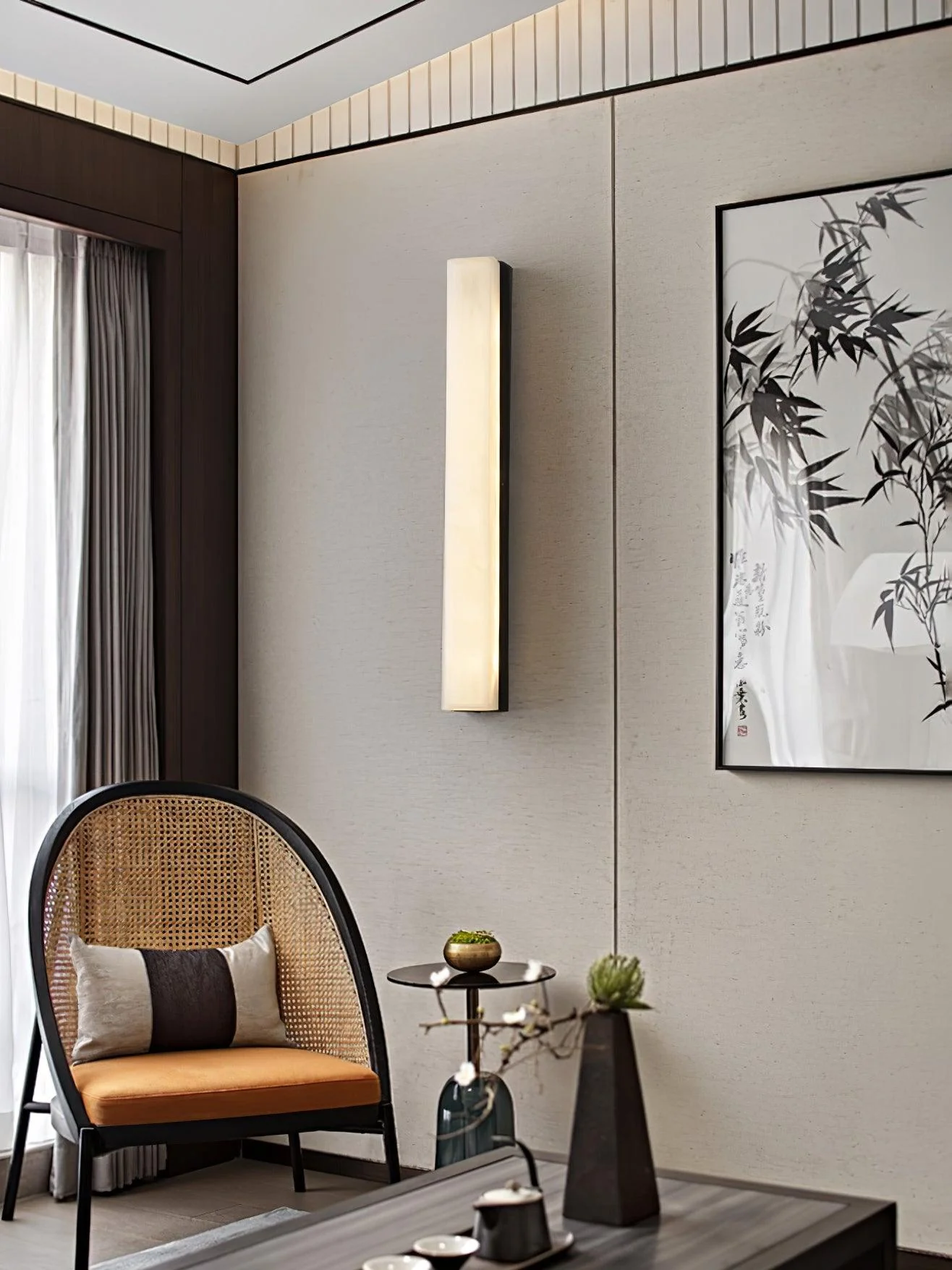 Emerson Wall Lamp - ∅ 2.4″ x H 31.5″ / Dia 6cm x H 80cm Set of 2 / Black & White / Warm Light
