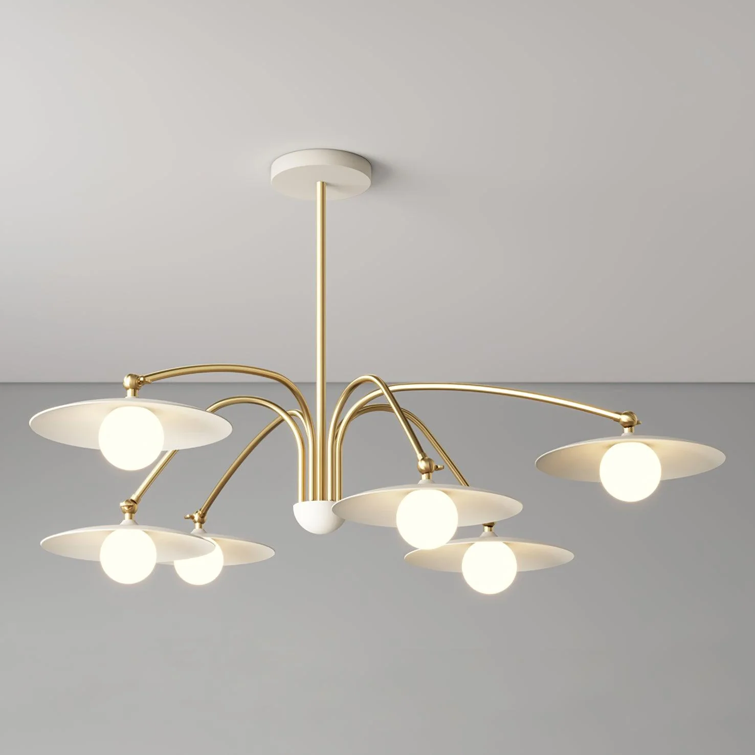 Люстра Champignon - 6 плафонов ∅110см x 28см, золотой, белый