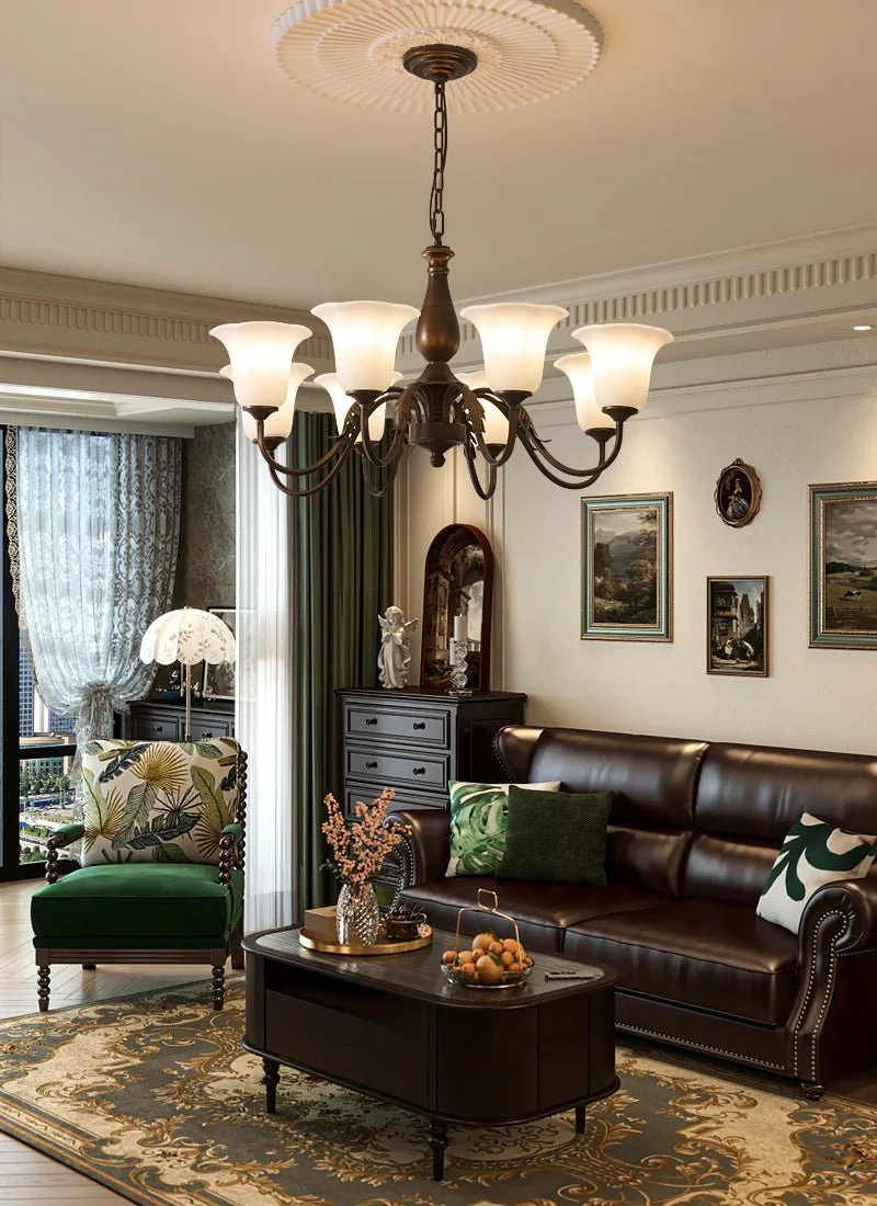 Люстра Aurelia Fleur - 5 источников света ∅65см x 42см, темно-коричневый, белый