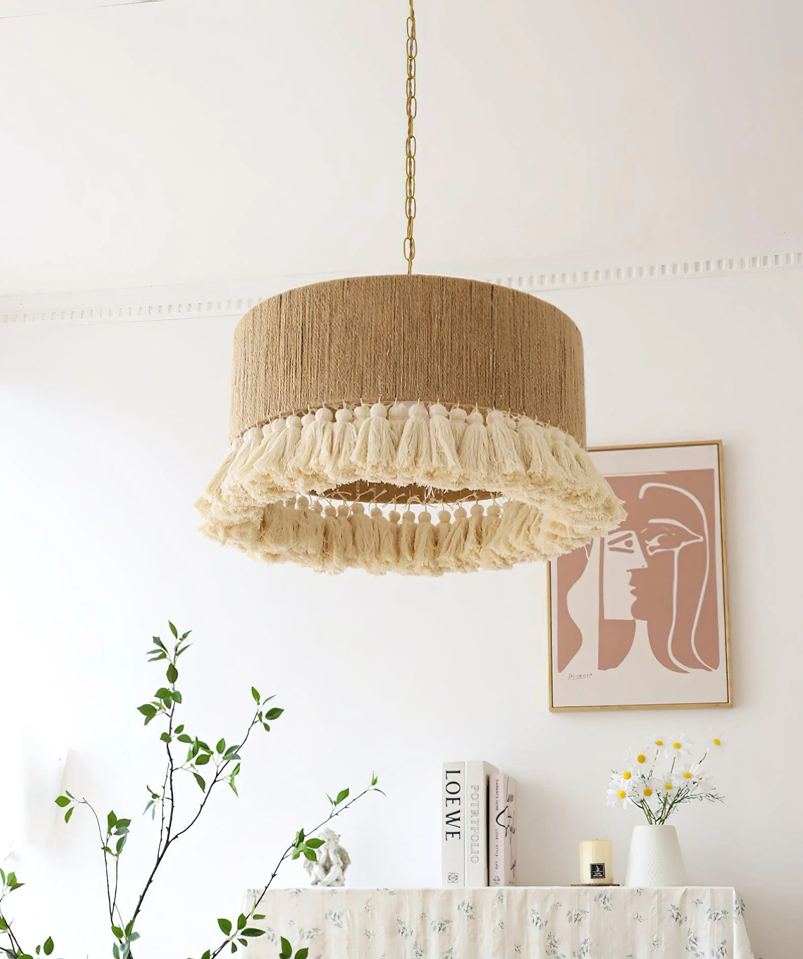 Подвесной светильник Boho Rara - модель А ∅30см x 37см, бежевый, белый