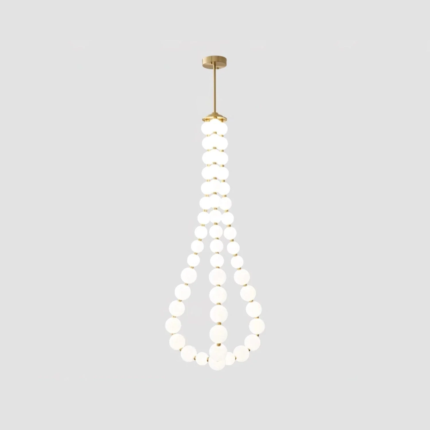 Люстра Glass Pearl Necklace - ∅56см x 90см, латунь, белый, холодный свет