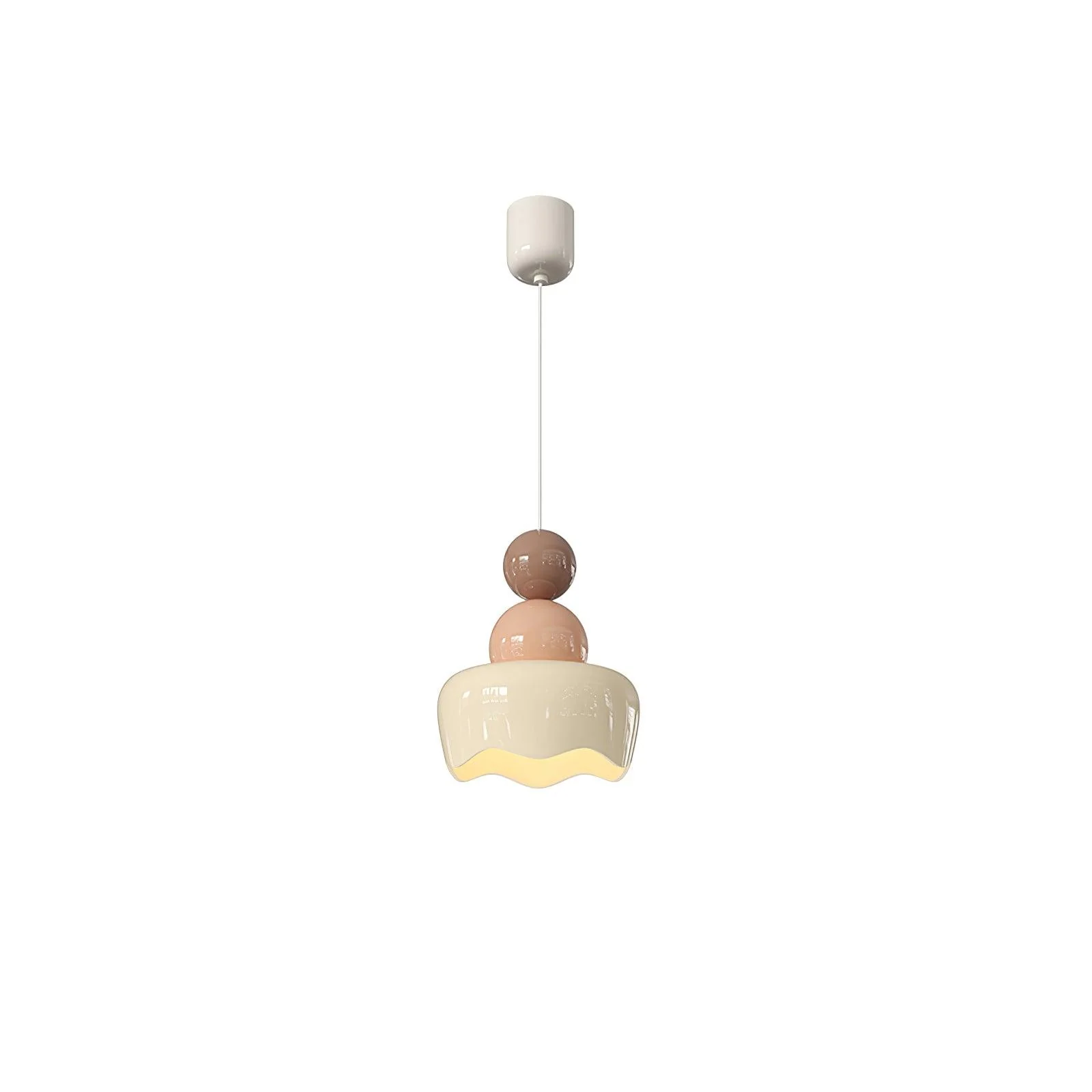 Подвесной светильник Sunny Rain Doll - ∅16см x 18см, молочный белый, кофейный, молочный кофе, теплый свет