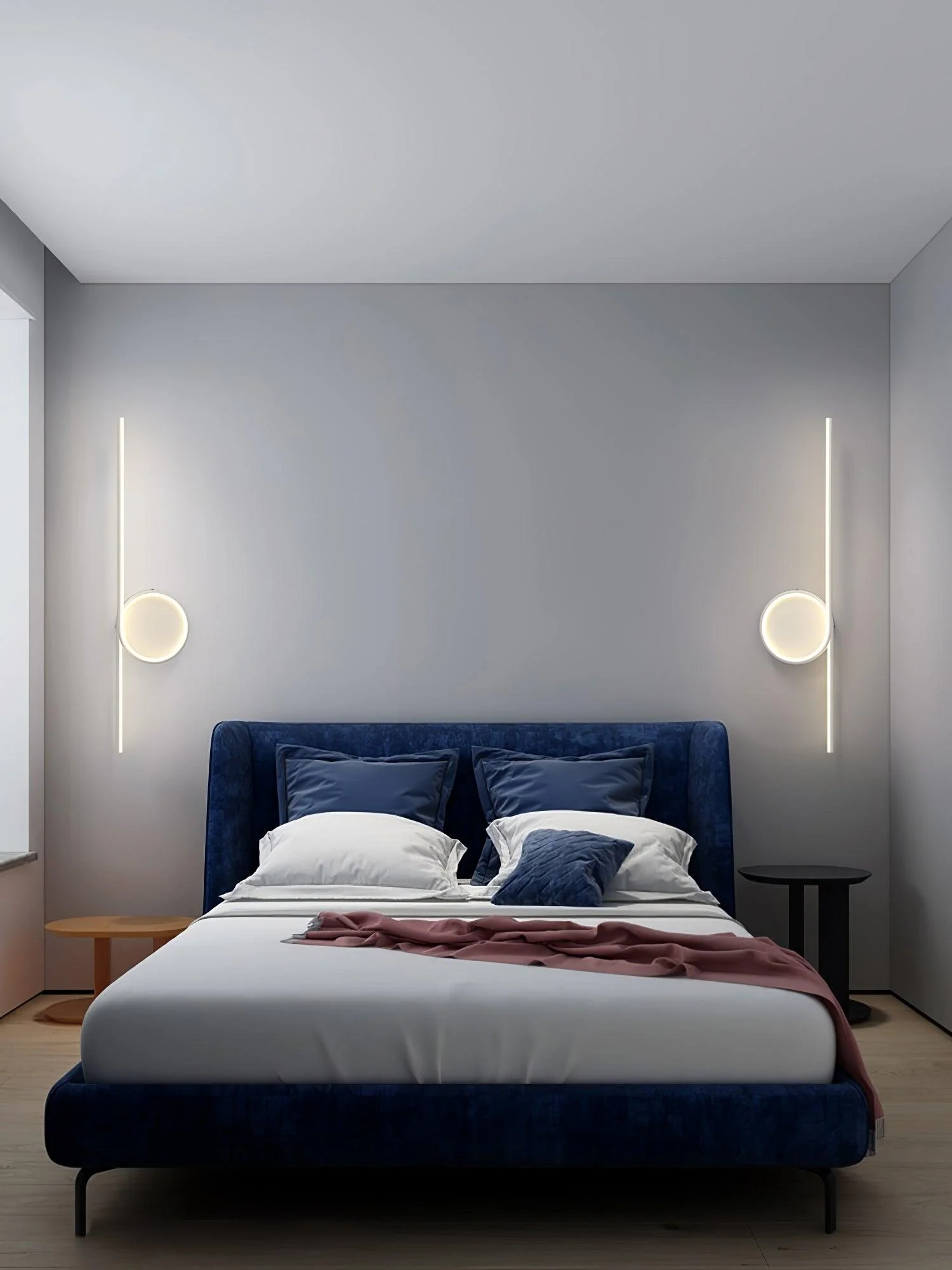 Rhythmic Line Wall Light - 1 ring ∅ 23.6″ x H 7.1″ / Dia 60cm x H 18cm Set of 2 / Black / Three-Color Changing Light
