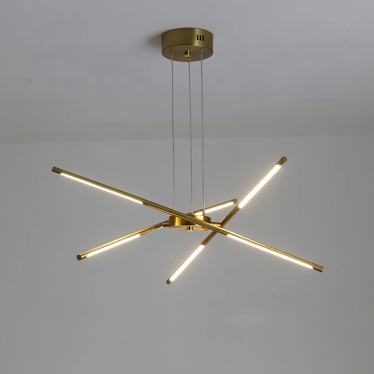 Люстра Rotatable LED - 8 плафонов 80см х 70см, золотой, теплый свет