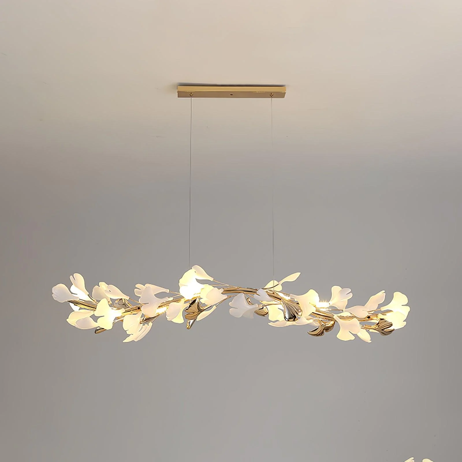 Люстра Gingko T - модель A, ∅80см x 30см, золотой, белый