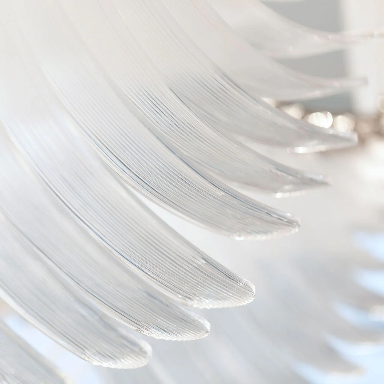 Люстра Bird Feather Wings - ∅200см x 250см, серебряный, белый, теплый свет
