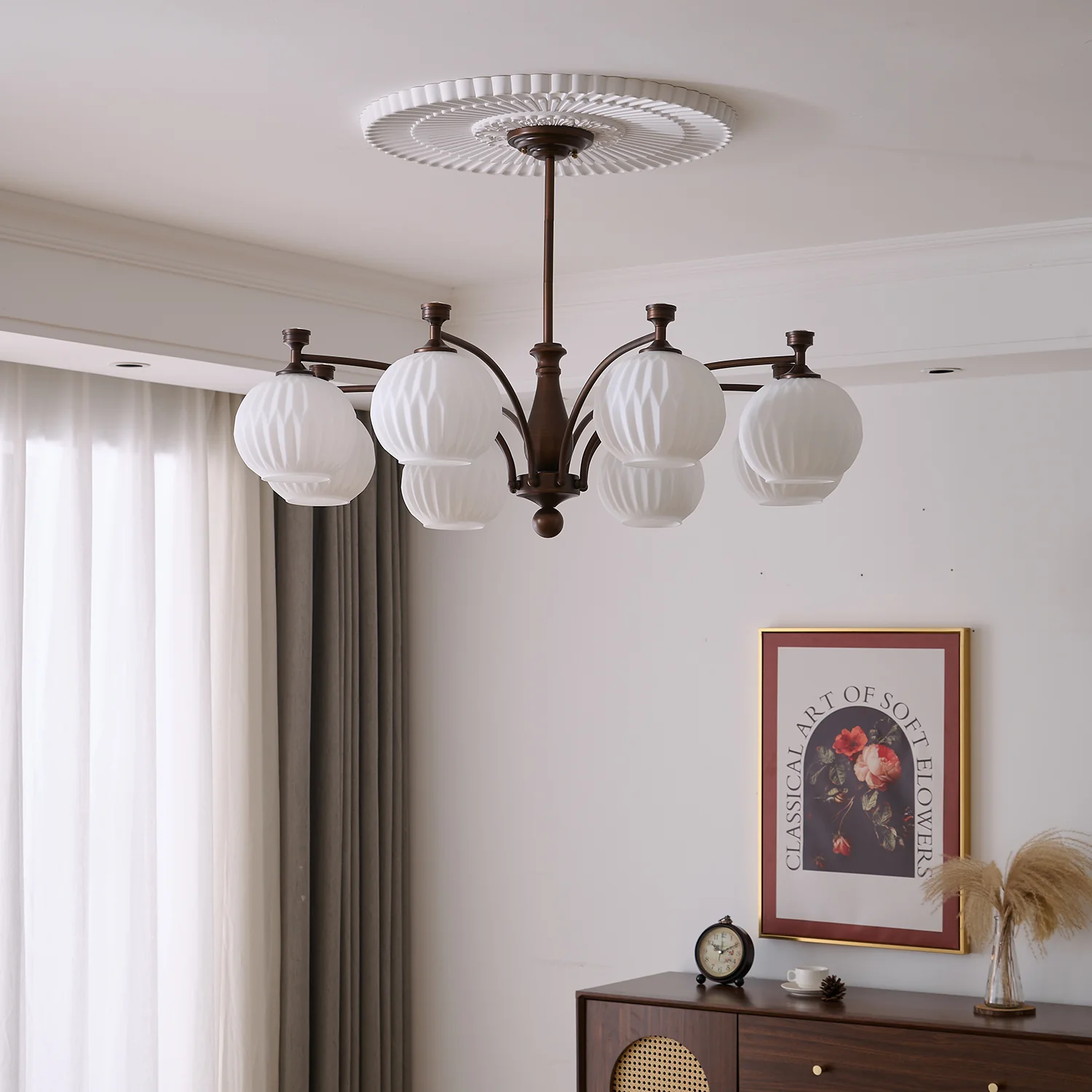 Люстра Hespera Orb - 3 источника света ∅62см x 38см, темно-коричневый, белый