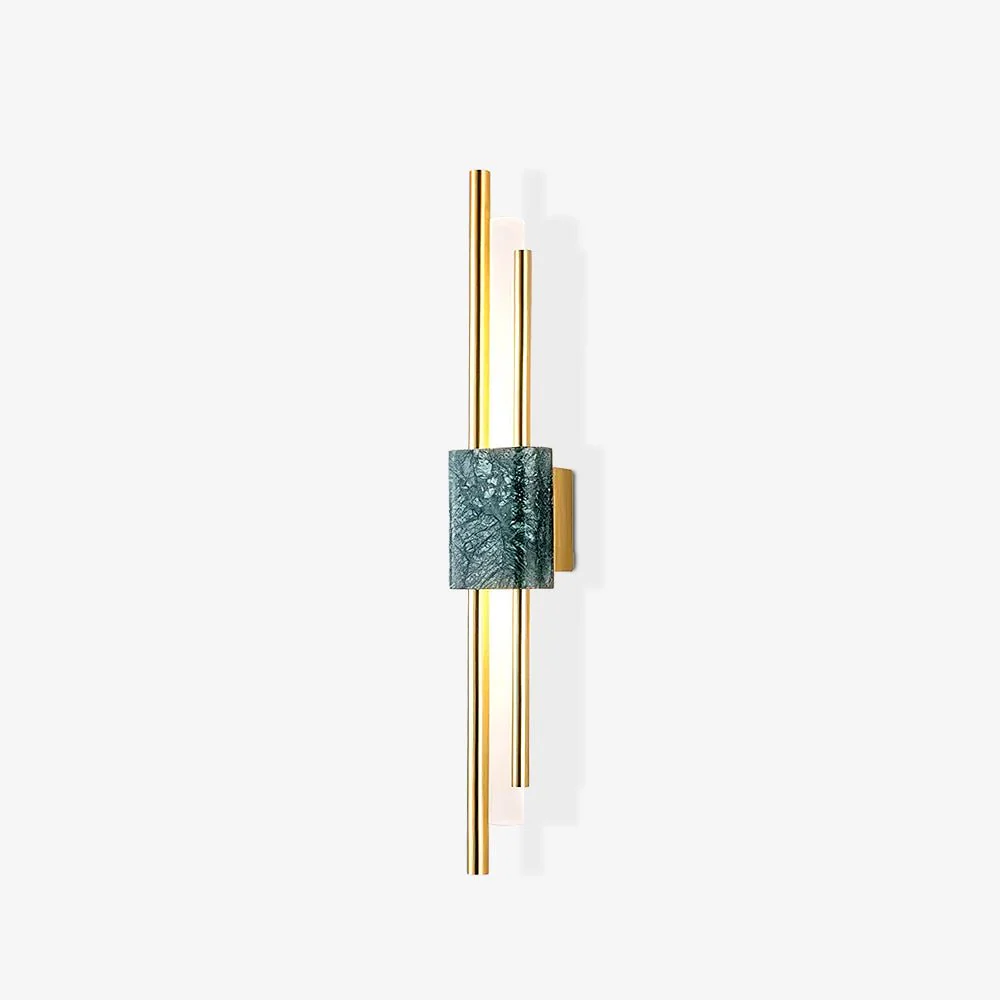 Tanto Wall Light - ∅ 3.9″ x H 23.6″ Set of 2 / White Marble & Gold / Cool Light