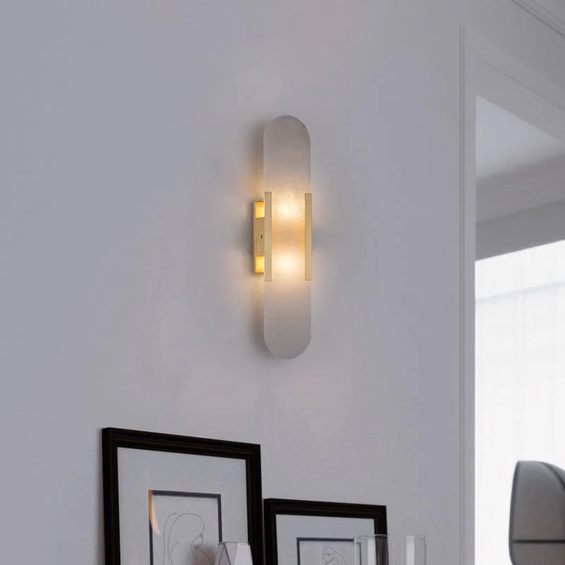 Melange Elongated Alabaster Wall Lamp - Dia 10cm x H 35cm Set of 2 / Black