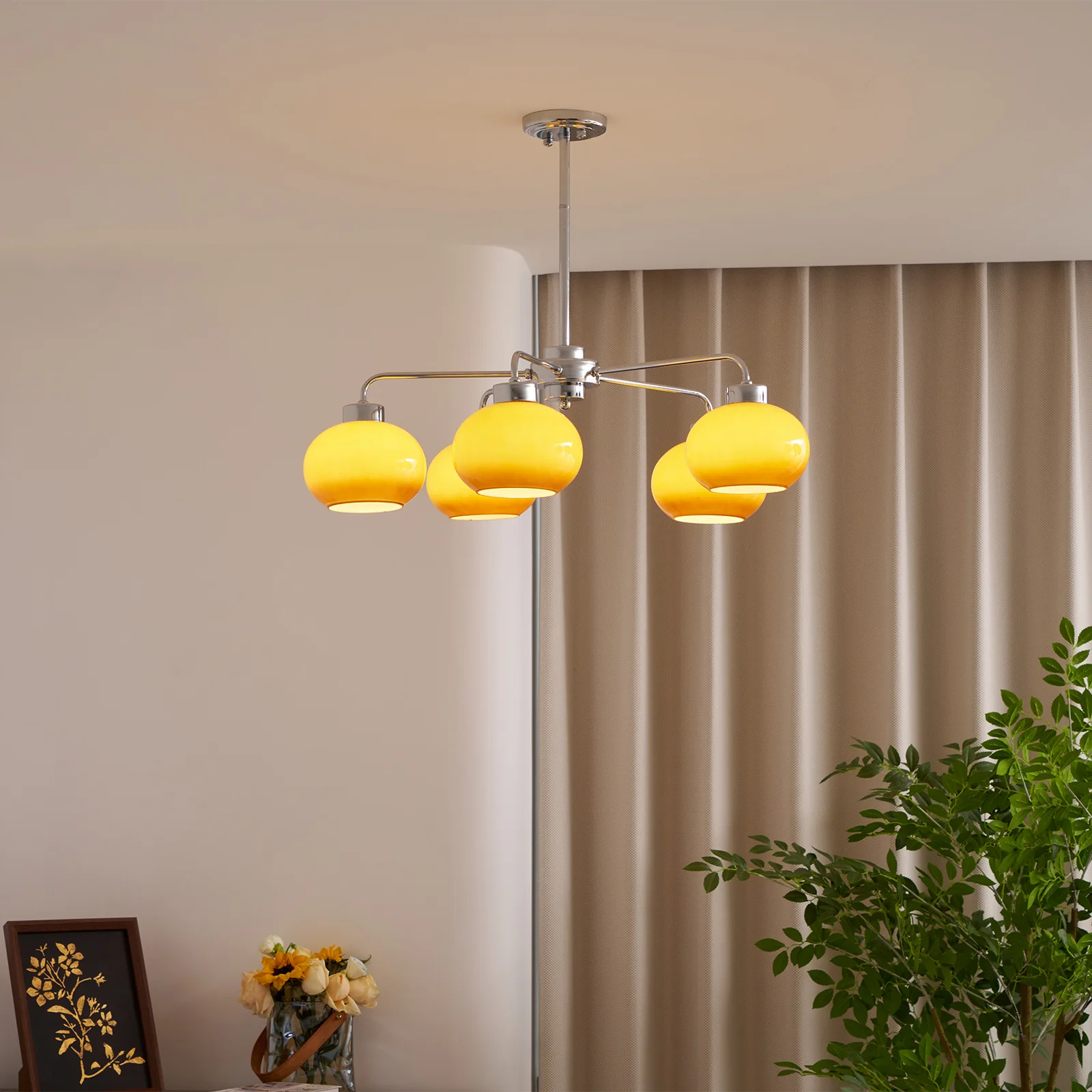 Люстра Oval Persimmon - 8 плафонов ∅85см x 15см, хром, белый