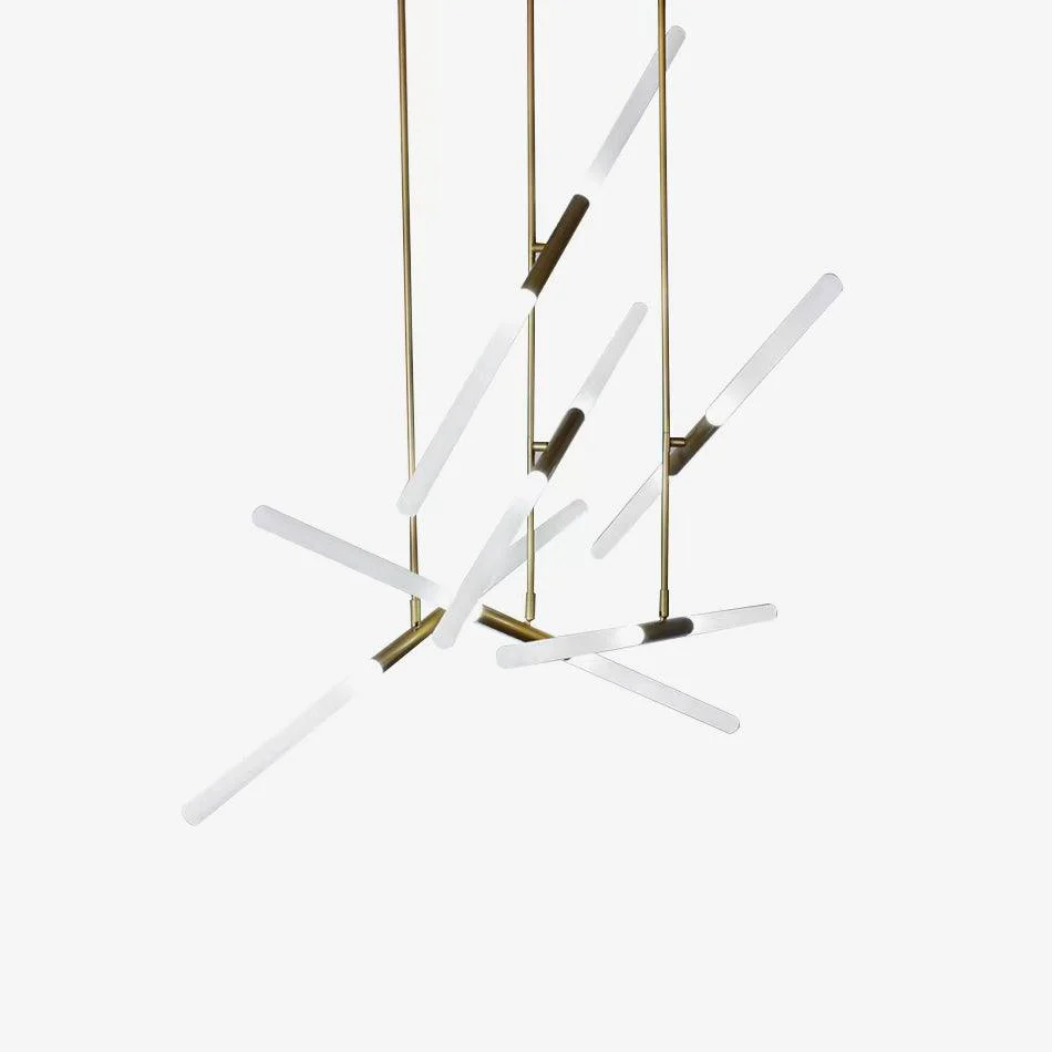 Подвесной светильник Hash Linear Suspension - 6 подвесов ∅100см x 110см, золотой, белый