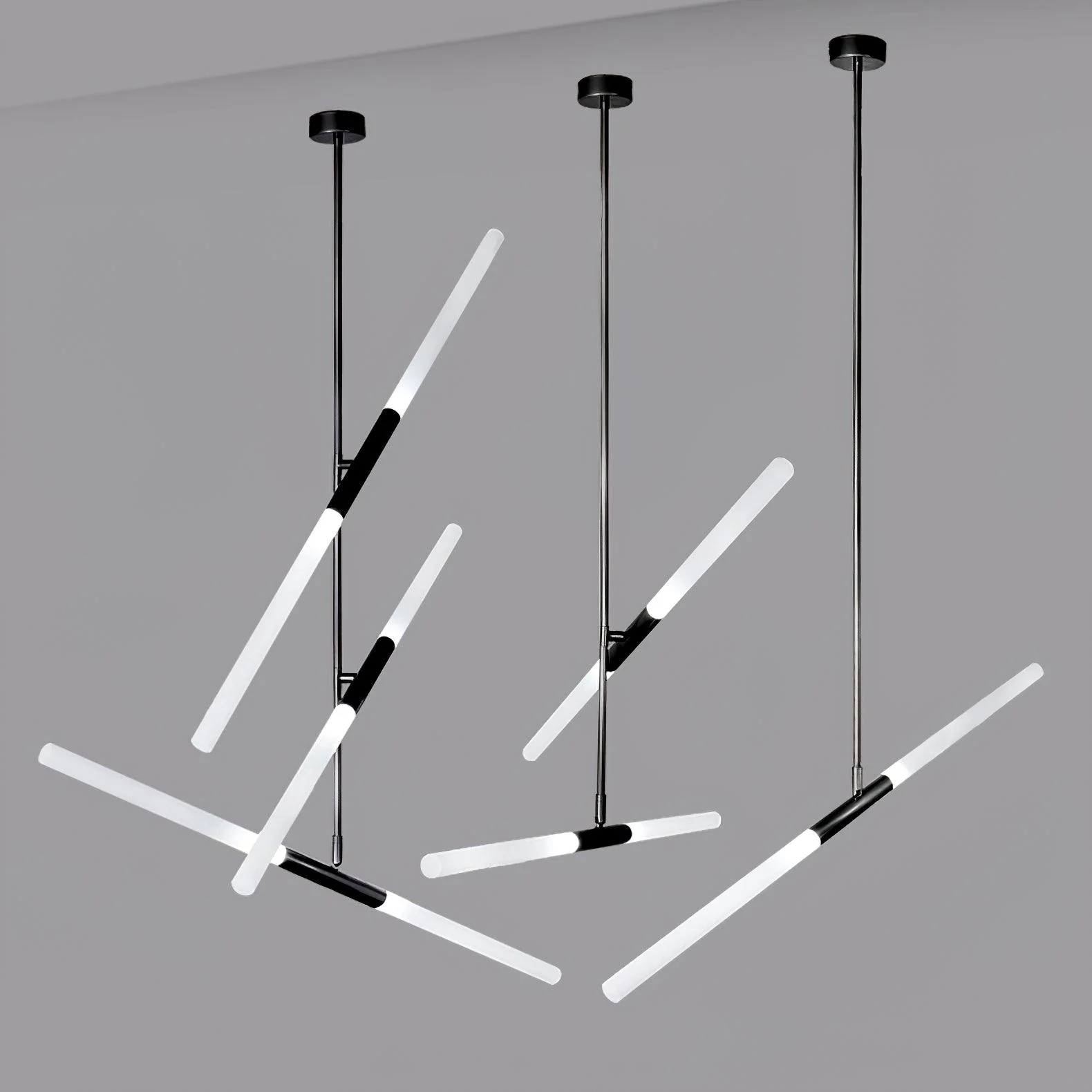 Подвесной светильник Hash Linear Suspension - 6 подвесов ∅100см x 110см, золотой, белый