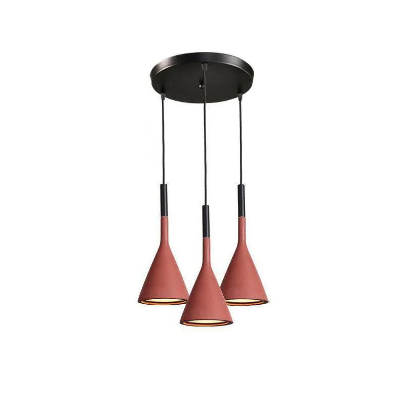 Подвесной светильник Conical Concrete - круглое крепление, 3 подвеса, зеленый