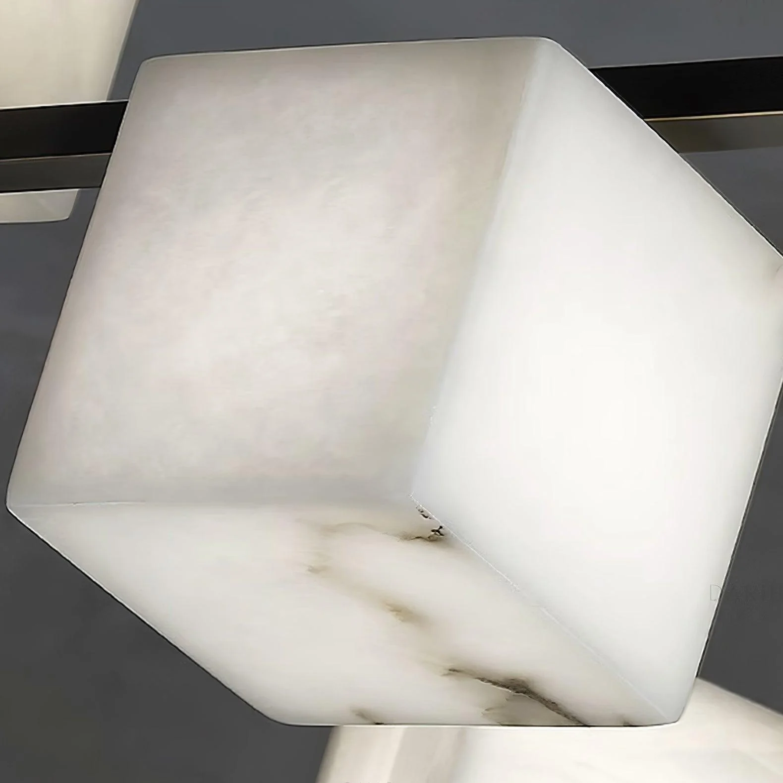Люстра Alabaster Square Box - 6 плафонов 80см x 80см x 18см, латунь, черный, белый