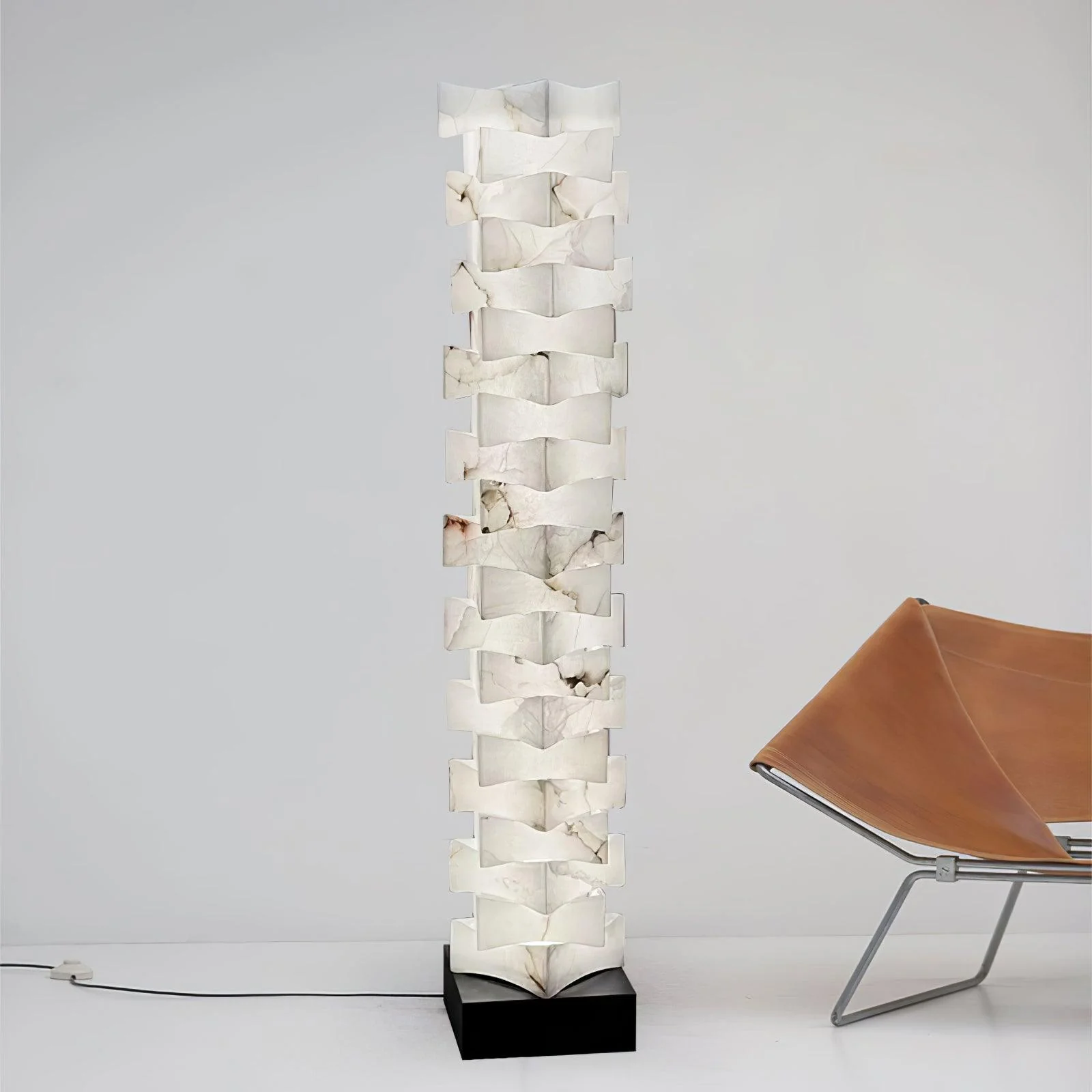 Торшер Stacked Alabaster Squares - 28см x 18см x 160см, холодный свет
