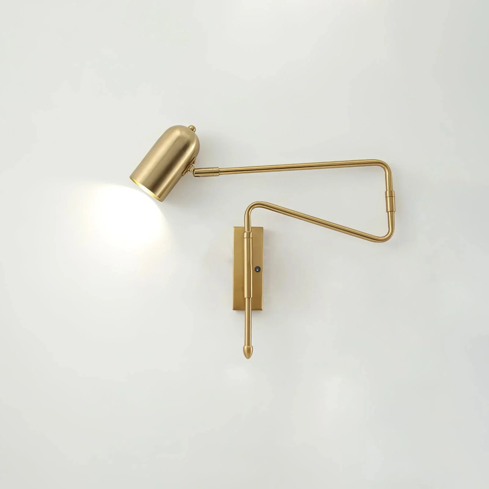 Adjustable Arm Reading Wall Lamp - Model B Set of 2 / Gold / Button Switch